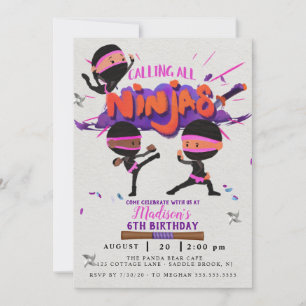 Ninja Girl Birthday Uitnodiging