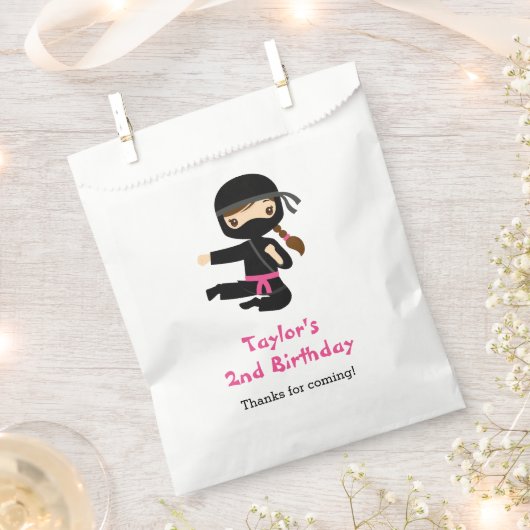 Ninja Girl Favor Bags - gepersonaliseerde verjaard Bedankzakje (Geknipt)