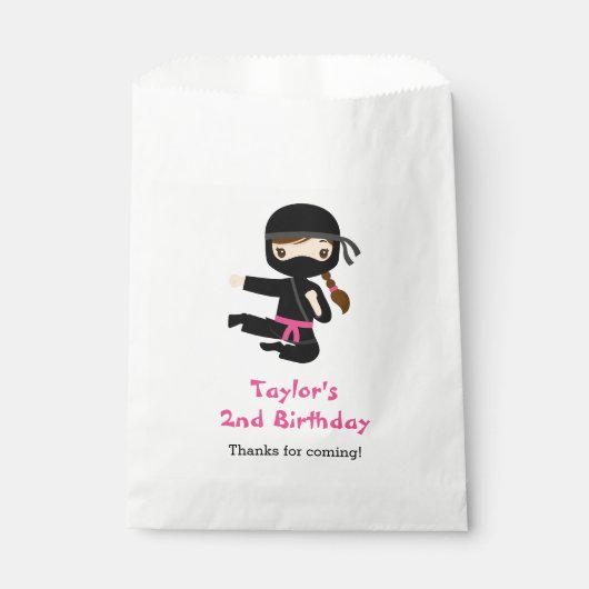 Ninja Girl Favor Bags - gepersonaliseerde verjaard Bedankzakje (Voorkant)