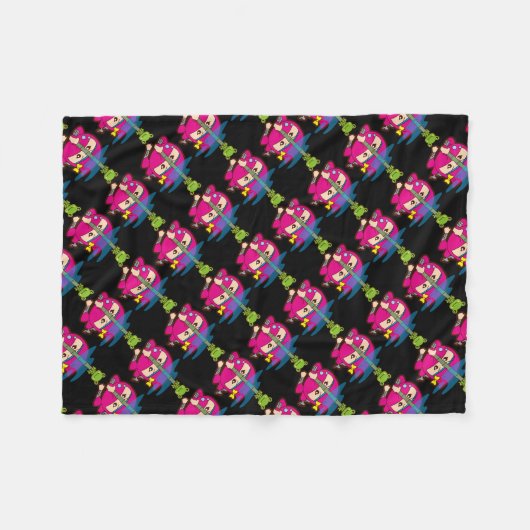 Ninja Girl Fleece Deken (Voorkant (Horizontaal))