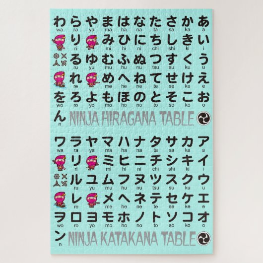 Ninja Girl Japanese Hiragana & Katakana Table Legpuzzel (Verticaal)