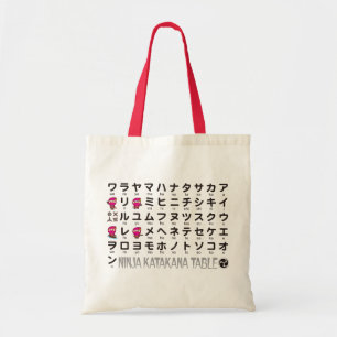 Ninja Girl Japanse Katakana-tafel Tote Bag