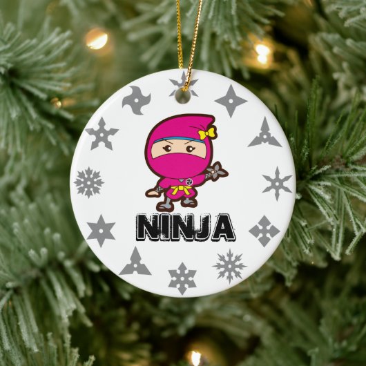Ninja Girl Keramisch Ornament (Boom)