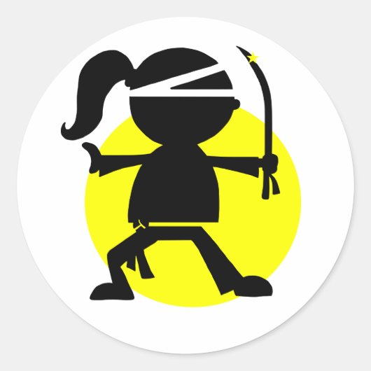 Ninja Girl Ronde Sticker (Voorkant)
