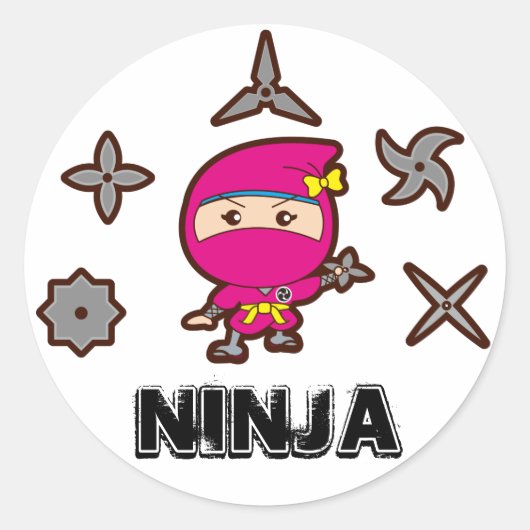 Ninja Girl Ronde Sticker (Voorkant)