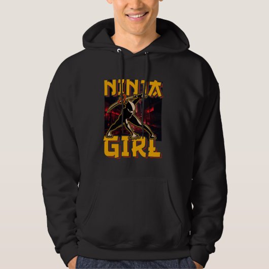 Ninja Girl Warrior Grappig Hoodie (Voorkant)