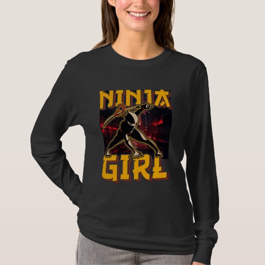 Ninja Girl Warrior Grappig T-shirt (Voorkant)