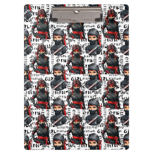 Ninja Girls Anime With Text Pattern Design Klembord (Voorkant)