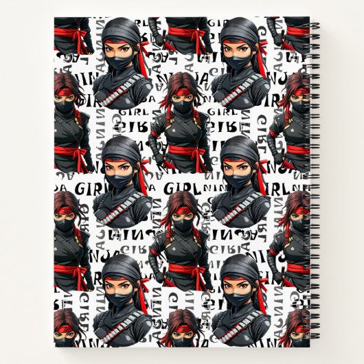 Ninja Girls Anime With Text Pattern Design Notitieboek (Achterkant)