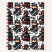 Ninja Girls Anime With Text Pattern Design Notitieboek (Voorkant)