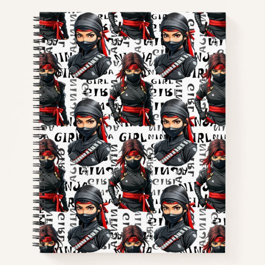 Ninja Girls Anime With Text Pattern Design Notitieboek (Voorkant)