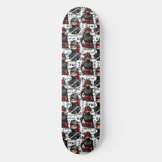 Ninja Girls Anime With Text Pattern Design Persoonlijk Skateboard (Voorkant)