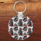 Ninja Girls Anime With Text Pattern Design Sleutelhanger (Voorkant)