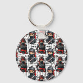 Ninja Girls Anime With Text Pattern Design Sleutelhanger (Achterkant)