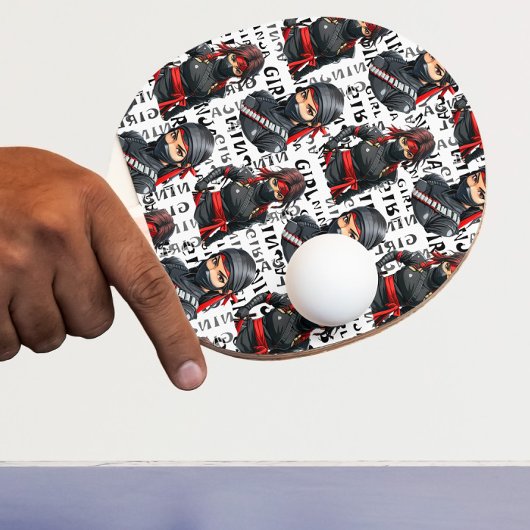 Ninja Girls Anime With Text Pattern Design Tafeltennisbatje