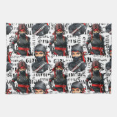 Ninja Girls Anime With Text Pattern Design Theedoek (Horizontaal)