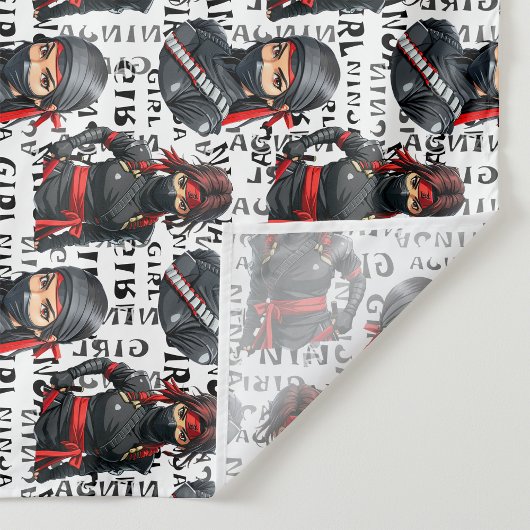 Ninja Girls Anime With Text Pattern Design Wandkleed