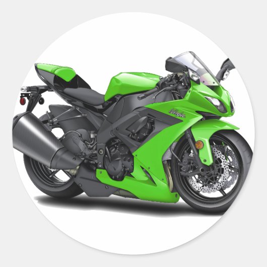 Ninja Green Bike Ronde Sticker (Voorkant)