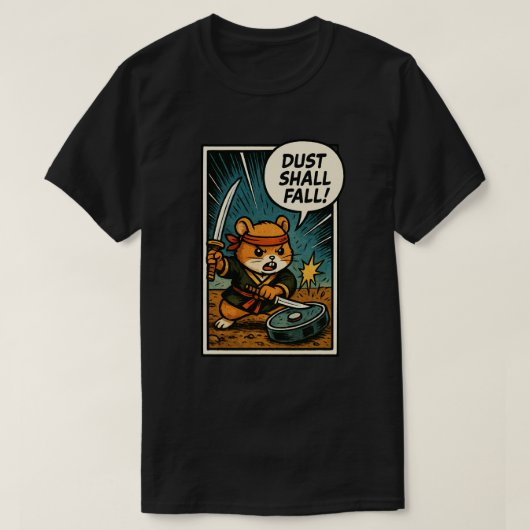 Ninja Hamster | “STOF ZAL VALLEN!” T-shirt (Design voorkant)