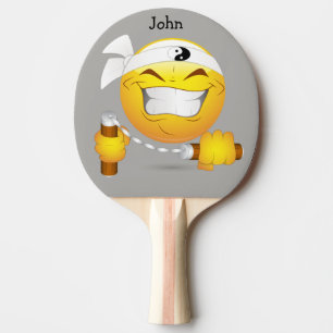 Ninja Happy Face in Yellow Personalized Tafeltennisbatje