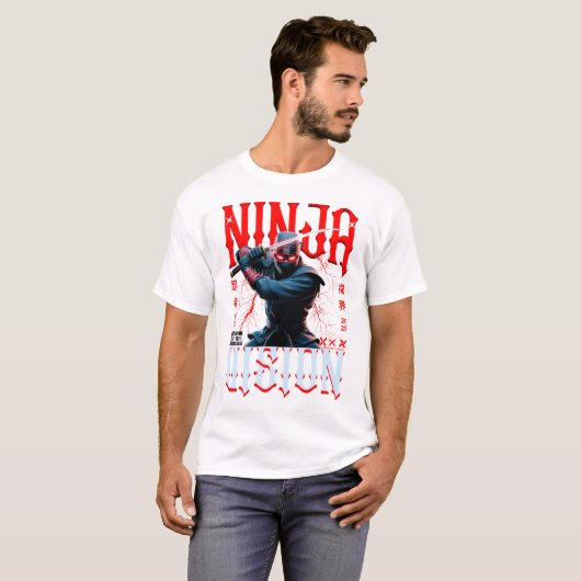 Ninja Holding Katana – Dark Urban Style Art Design T-shirt (Voorkant volledig)