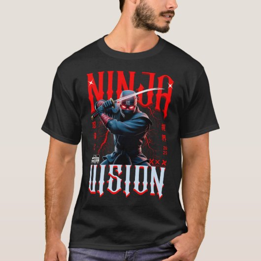 Ninja Holding Katana – Dark Urban Style Art Design T-shirt (Voorkant)