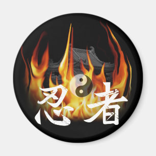 Ninja in brand magneet