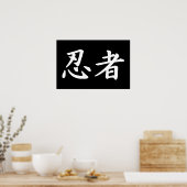 Ninja in de Japanse Kanji Poster (Keuken)