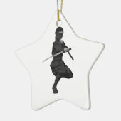 Ninja in Fighting Stance Holding Katana Sword Keramisch Ornament (Links)