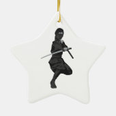 Ninja in Fighting Stance Holding Katana Sword Keramisch Ornament (Achterkant)