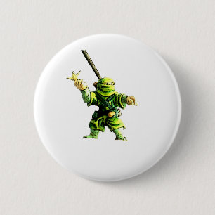 Ninja in Groen Ronde Button 5,7 Cm