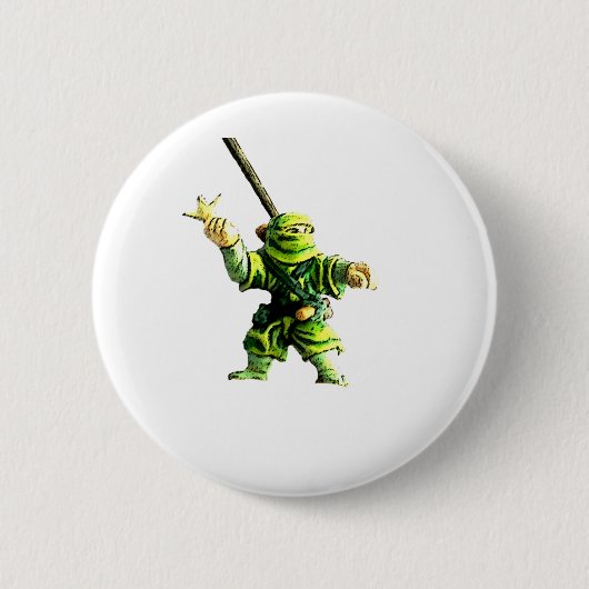Ninja in Groen Ronde Button 5,7 Cm (Voorkant)