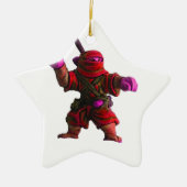 Ninja in het rood keramisch ornament (Voorkant)