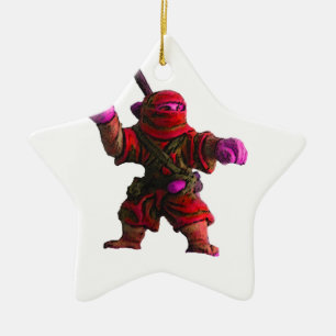 Ninja in het rood keramisch ornament