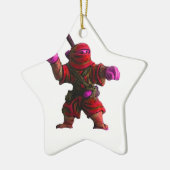 Ninja in het rood keramisch ornament (Links)
