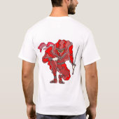 Ninja in rode kledij. t-shirt (Achterkant)