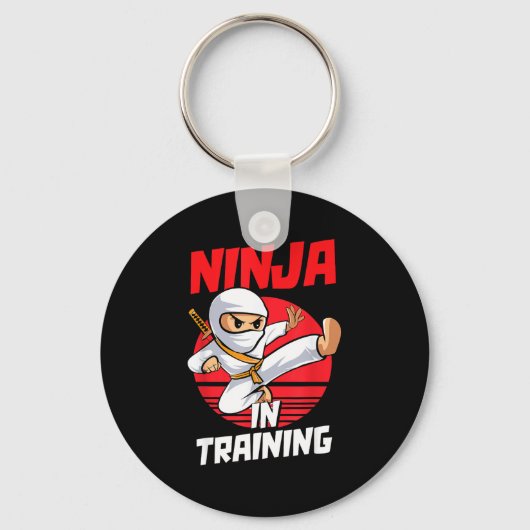 Ninja in training feestkleding krijger jongens mei sleutelhanger (Voorkant)