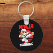 Ninja in training feestkleding krijger jongens mei sleutelhanger (Voorkant)