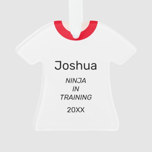 Ninja in training vechtsport riem gepersonaliseerd ornament (achterkant)