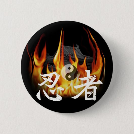 Ninja in Vuur Ronde Button 5,7 Cm (Voorkant)