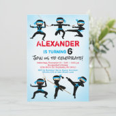 Ninja Invitation Ninja Boy Birthday Invite Kaart (Staand voorkant)