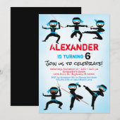 Ninja Invitation Ninja Boy Birthday Invite Kaart (Voorkant / Achterkant)