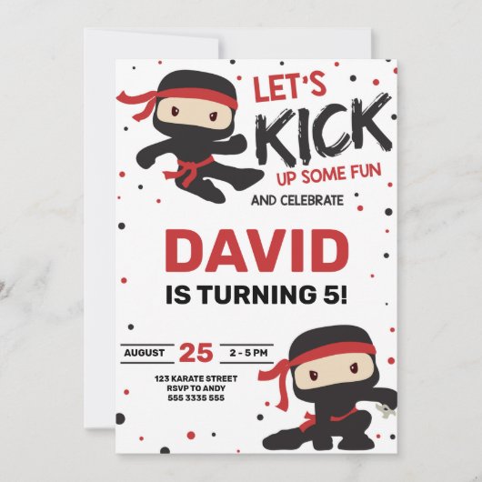 Ninja Karate Boy Verjaardag Martial Arts Kaart (Voorkant)