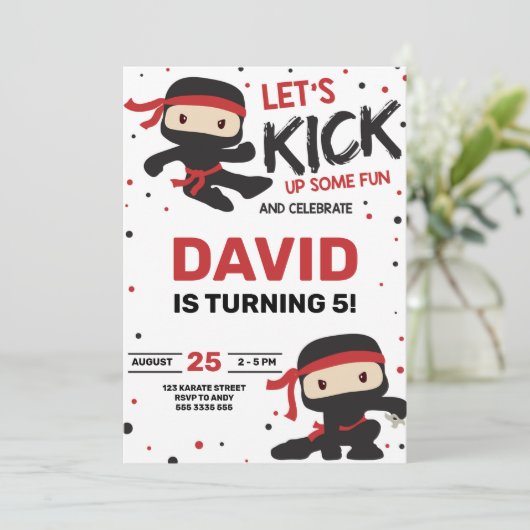Ninja Karate Boy Verjaardag Martial Arts Kaart (Staand voorkant)