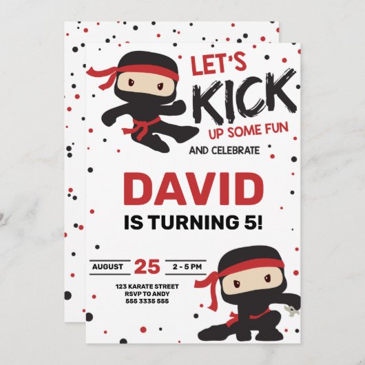 Ninja Karate Boy Verjaardag Martial Arts Kaart (Voorkant / Achterkant)