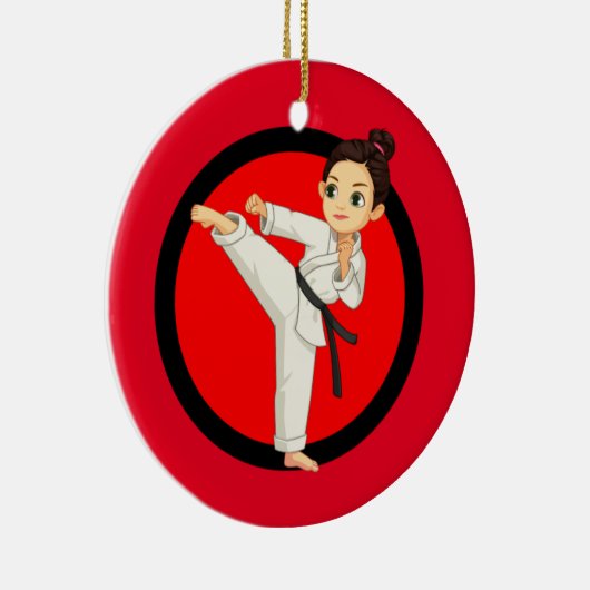 Ninja/Karate Girl Ceramic Ornament (Rechts)