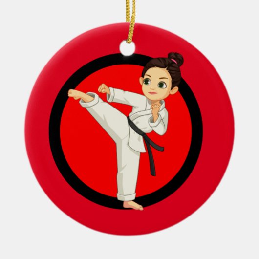 Ninja/Karate Girl Ceramic Ornament (Voorkant)