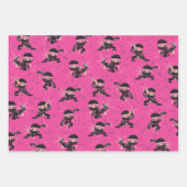 Ninja Karate Girl Warrior Birthday Party Inpakpapier Vel (Voorkant 2)