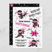 Ninja Karate Girl Warrior Birthday Party Kaart (Voorkant / Achterkant)