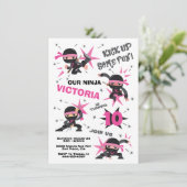 Ninja Karate Girl Warrior Birthday Party Kaart (Staand voorkant)